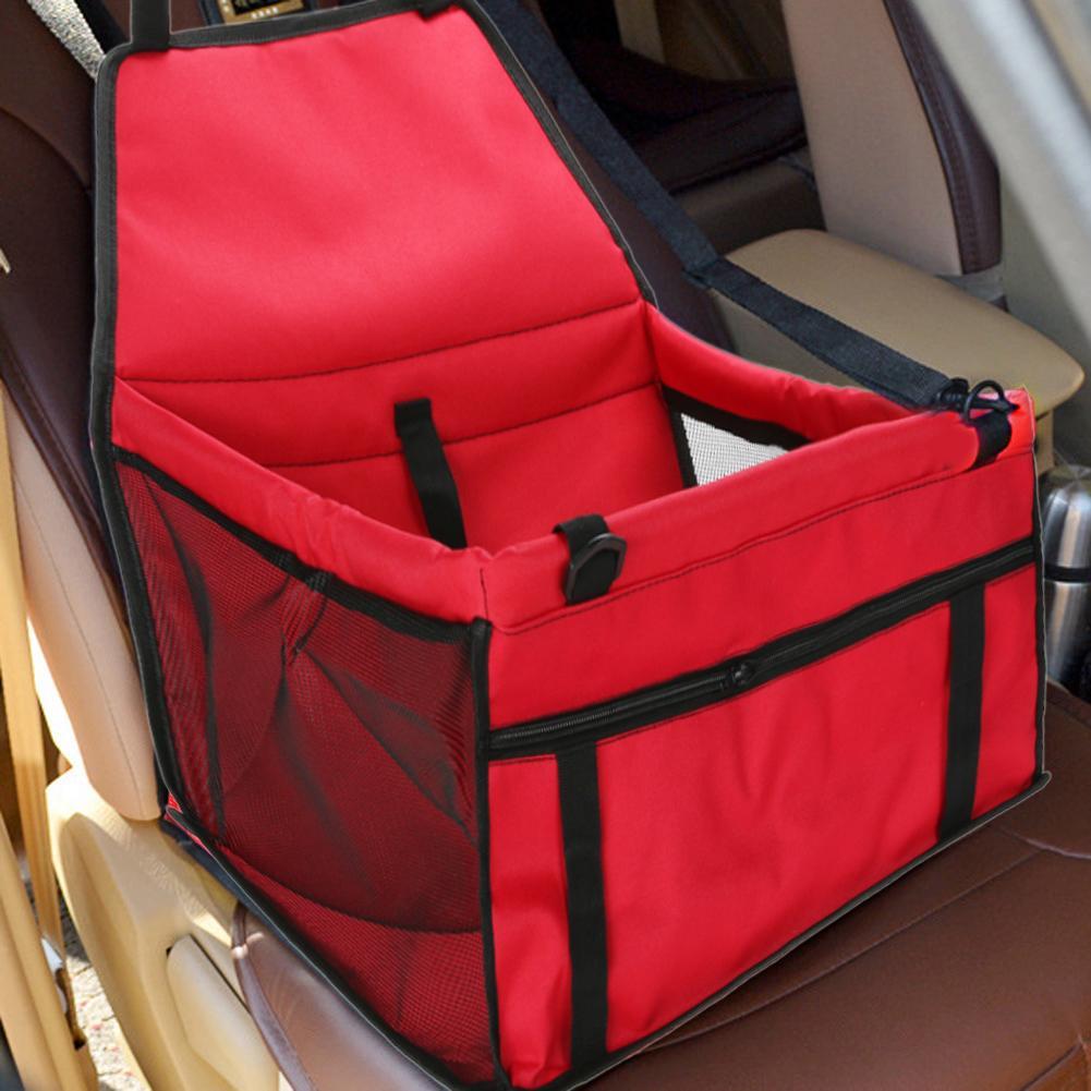 Pet car seat carrier for small and medium pets, made of durable Oxford cloth with padded back and safety straps for secure travel.