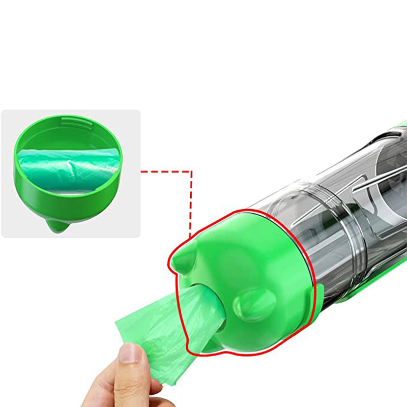 300 ml Pet Dog Water Bottle Portable Drinking Water Dispenser with Poo bags - Green - Claw Collections Uk 