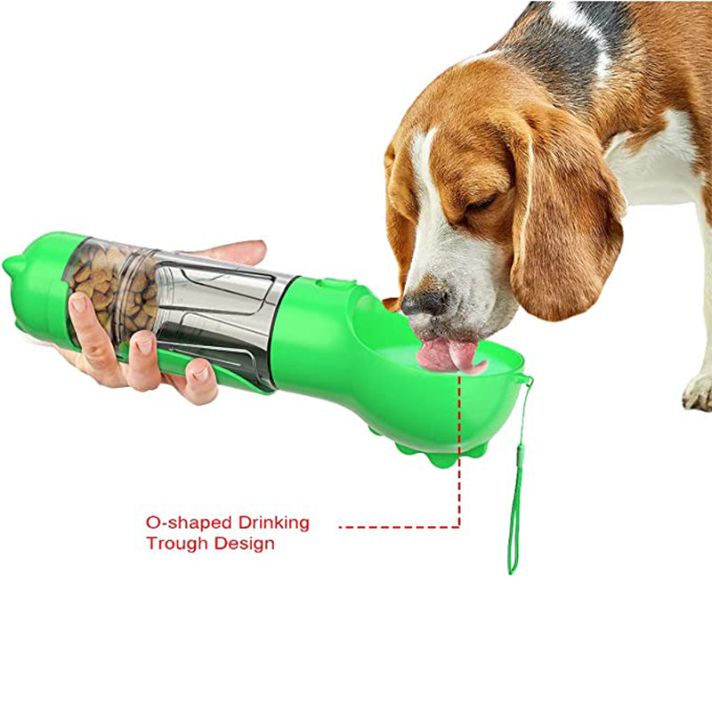 300 ml Pet Dog Water Bottle Portable Drinking Water Dispenser with Poo bags - Green - Claw Collections Uk 