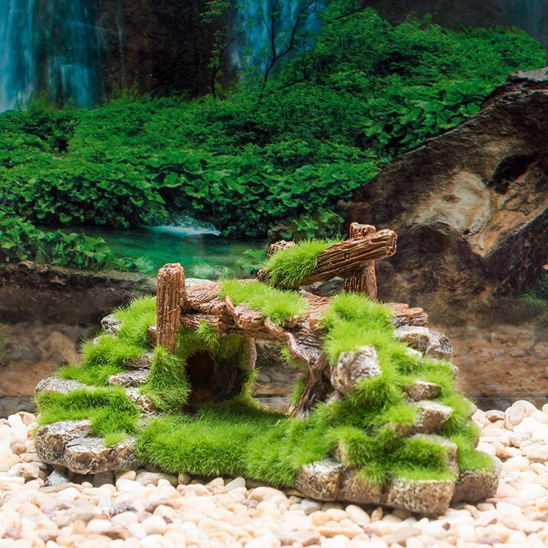 Flocking Resin Aquarium Landscape Stone Decoration, non-toxic and realistic, perfect for adding texture and hiding spots in your fish tank.