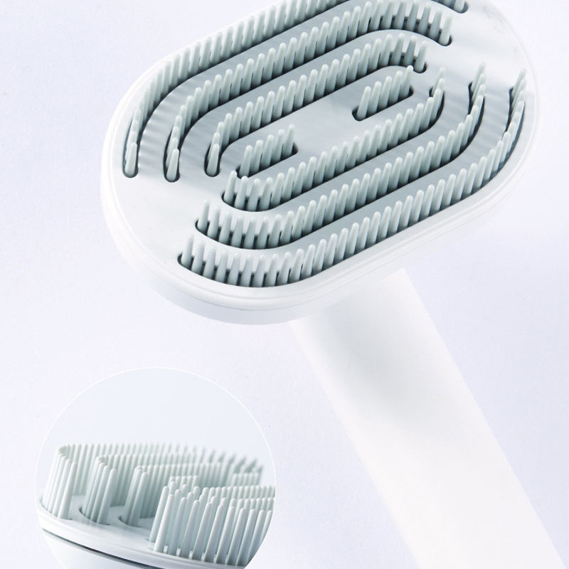 Self-cleaning pet grooming brush for cats and dogs, designed to remove shedding hair and floating fur effortlessly.