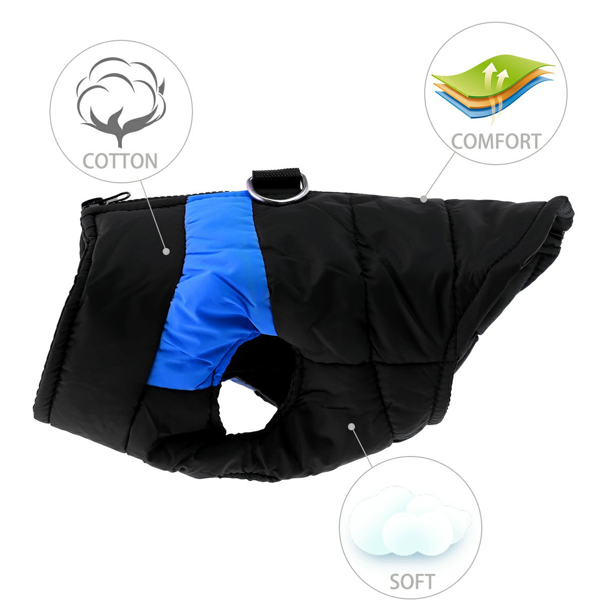 Comfy Soft Dog Vest Jacket Winter Waterproof Padded Pet Clothes Warm Vest Coat - Blue - Claw Collections Uk 