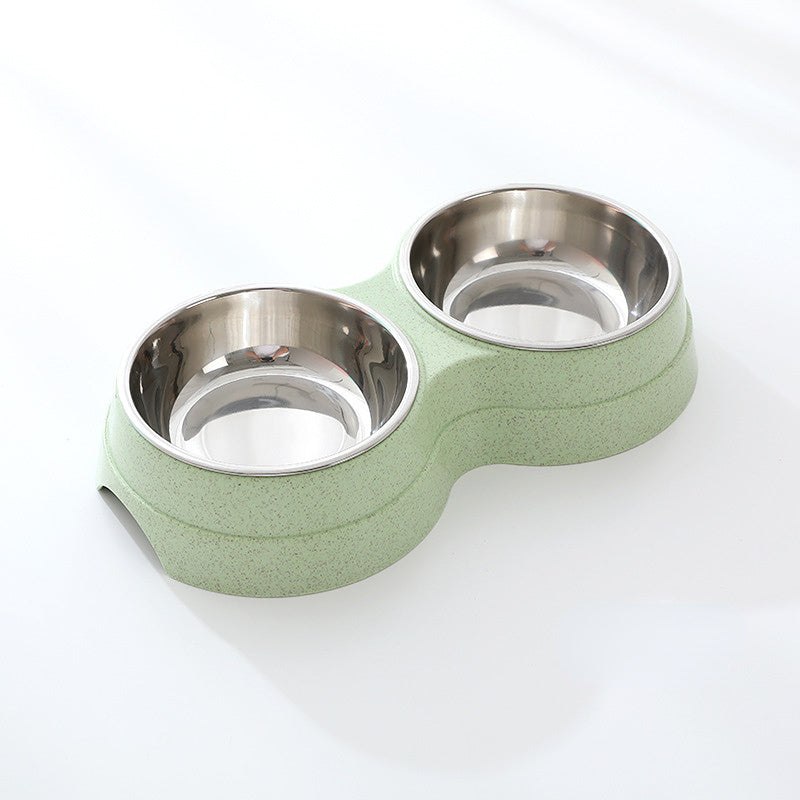 Double Pet Bowls Dog Food Water Feeder Stainless Steel Pet Drinking Dish Feeder Cat Puppy Feeding Supplies Small Dog Accessories - Claw Collections Uk 