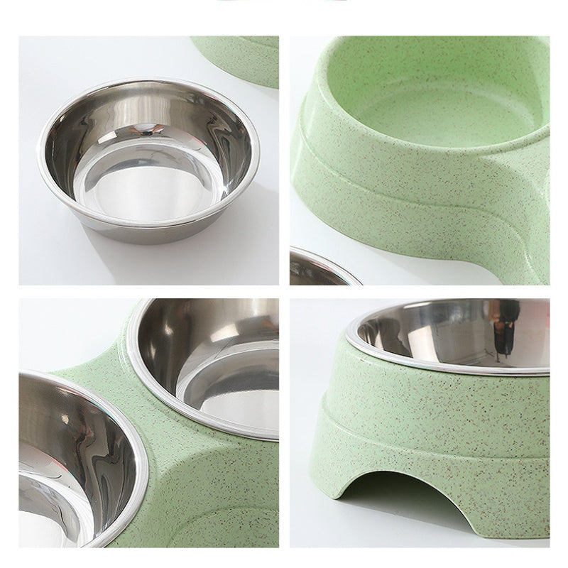 Double Pet Bowls Dog Food Water Feeder Stainless Steel Pet Drinking Dish Feeder Cat Puppy Feeding Supplies Small Dog Accessories - Claw Collections Uk 