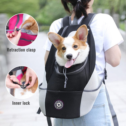 Pet Dog Carrier Bag Carrier For Dogs Backpack Out Double Shoulder Portable Travel Backpack Outdoor Pet Dog Carrier Bag Mesh - Claw Collections Uk 