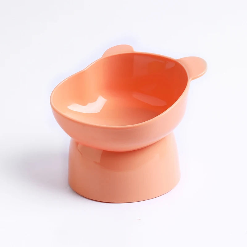 Pet food bowl with antichoking and antidumping design for dogs and cats, featuring a high bottom neck protector for safe and comfortable feeding.