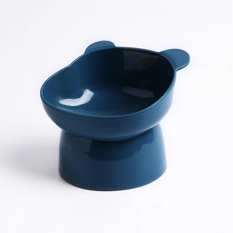 Pet food bowl with antichoking and antidumping design for dogs and cats, featuring a high bottom neck protector for safe and comfortable feeding.