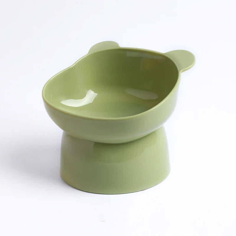 Pet food bowl with antichoking and antidumping design for dogs and cats, featuring a high bottom neck protector for safe and comfortable feeding.