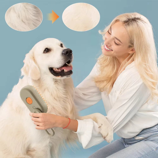 Steam Pet Brush 3-in-1 Massage Dog Steamy Brush Spray Beauty Tangled And Loose Hair Removal Cats Grooming Comb Dogs - Claw Collections Uk 