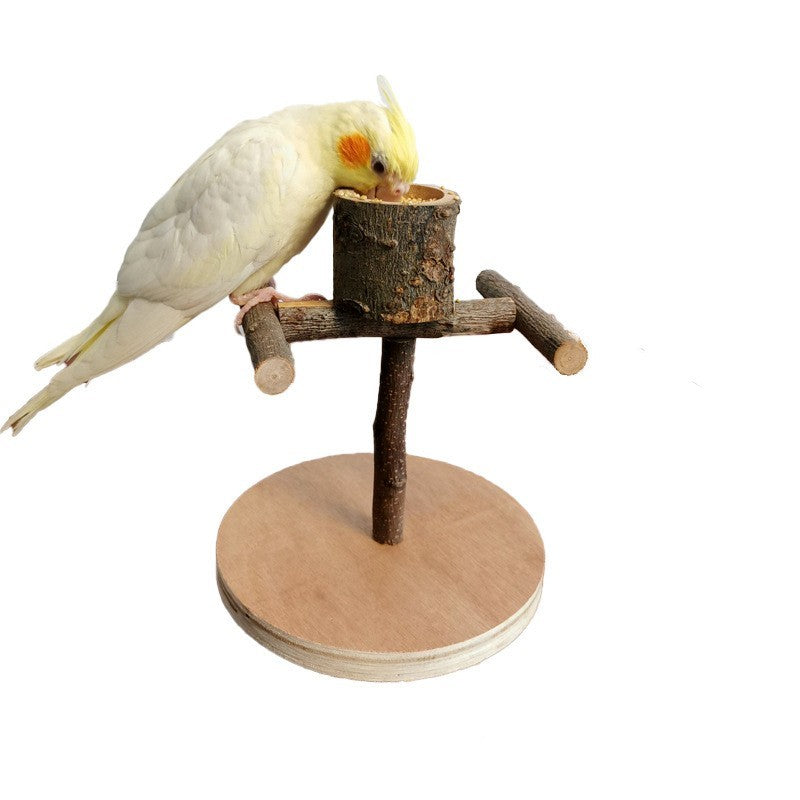 Solid wood parrot station frame, bird training shelf for perching and play, available in multiple sizes, durable and perfect for parrots' enrichment.